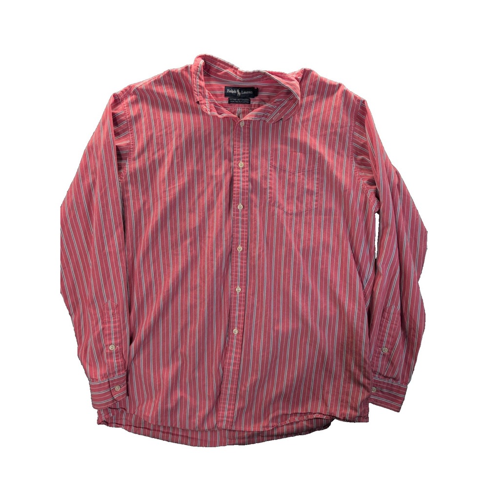 POLO RALPH LAUREN Vintage Buttondown 100% Cotton Men's Large Long Sleeve Striped